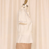 Vintage Embroidered Short Sleeve Silk Blouse in Cream