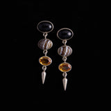 Sterling Silver Multi Stone Layered Stud Earrings