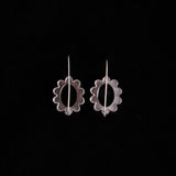 Sterling Silver Flower Shaped Oval Onyx Earrings