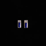 Vintage Sterling Silver Rectangle Earrings with Blue Stone, N10E