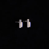 Vintage Sterling Silver Rectangle Earrings with Blue Stone, N10E