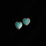 Sterling Silver Heart Shaped Turquoise Stud Earrings