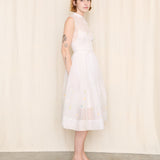 50's White Sheer Embroidered Dress
