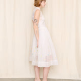 50's White Sheer Embroidered Dress