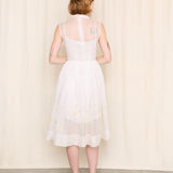 50's White Sheer Embroidered Dress
