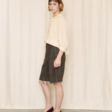 Cream Vintage Blouse with Lace and Pleats Collar