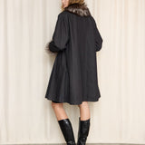 Yves Saint Laurent Denim Coat with Brown Fur Lining & Trim