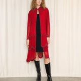 Vintage Red Beaded Layered Duster