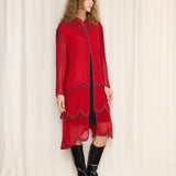 Vintage Red Beaded Layered Duster