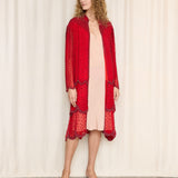 Vintage Red Beaded Layered Duster