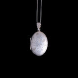 Vintage Sterling Silver Oval Locket Pendant with Engravings
