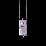 Sterling Silver Amethyst Marcasite Pocketbook Pendant Necklace