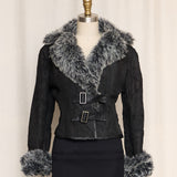Moschyko Black Cropped Shearling Jacket