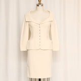 Christian Dior Boutique Cream Skirt Suit