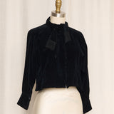 Antique Black Velvet Jacket with Tie Neck Detail