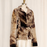 Tie Dye Brown Shearling Reversible Jacket