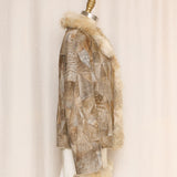 Vintage Shearling Patchwork Jacket with Fur Collar