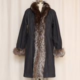 Yves Saint Laurent Denim Coat with Brown Fur Lining & Trim
