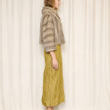 Vintage Grey Cropped Fur Jacket