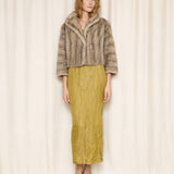 Vintage Grey Cropped Fur Jacket