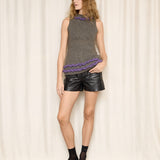 Grey and Purple Hand Made Knitted Top