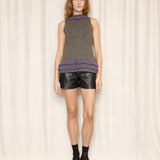 Grey and Purple Hand Made Knitted Top