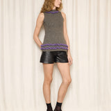 Grey and Purple Hand Made Knitted Top
