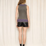 Grey and Purple Hand Made Knitted Top