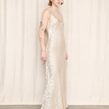 Harlow Nites Champagne Floral Jacquard Maxi Dress