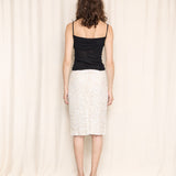 Swee Lo Silk Sequin White Skirt