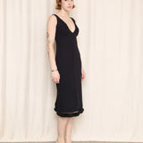 Valentino Boutique Black Dress with Feather Trim