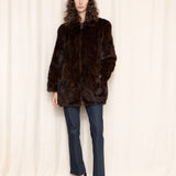 Brown Trimmed Fur Bomber
