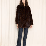 Brown Trimmed Fur Bomber