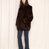 Brown Trimmed Fur Bomber