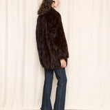 Brown Trimmed Fur Bomber