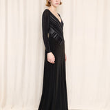 Cache Vintage Long Black Dress with Sparkling Top