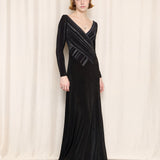 Cache Vintage Long Black Dress with Sparkling Top
