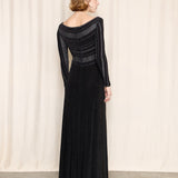 Cache Vintage Long Black Dress with Sparkling Top