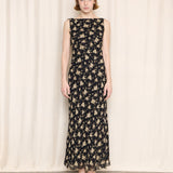 Lauren Ralph Lauren Black and Tan Floral Silk Dress