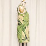 Pierre le Snob Printed Green Shift Dress