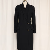Long Black Coat with Gold Buttons