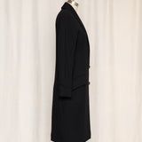 Long Black Coat with Gold Buttons