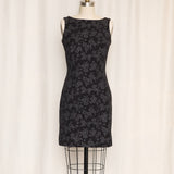 Vintage Black Floral Sleeveless Mini Dress