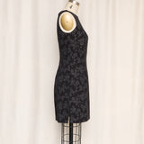 Vintage Black Floral Sleeveless Mini Dress