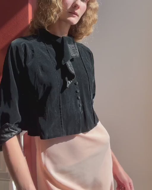 antique-black-velvet-jacket — silent modeled video