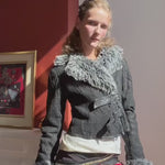 Moschyko Black Cropped Shearling Jacket — silent modeled video