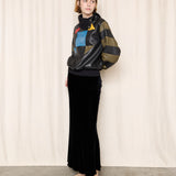 Valentino Patchwork Leather Bomber Sweater