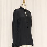 YL Black Silk Blouse with Beaded Collar