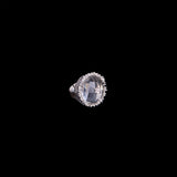 Sterling Silver Etched Glass Statement Ring