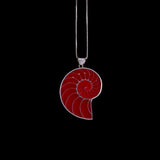 Sterling Silver Red Spiral Shell Pendant Necklace